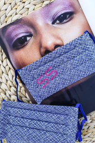 Modré rúško vzorované 100 % bavlna 