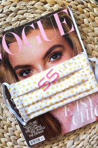 Biele rúško s žltými hviezdami 100% bavlna 