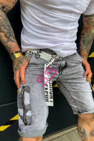 Pánske džínsové bermudy s opaskom+