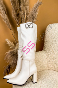 Elegantné béžové vysoké čižmy NENA+