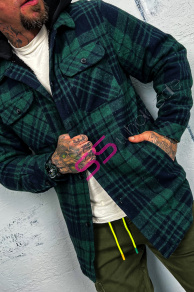 Kockovaná vrchná košeľa s kapucňou+