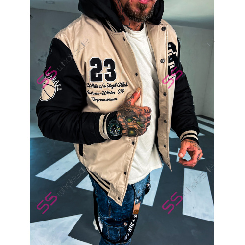 Ležérny baseballový bomber s kapucňou