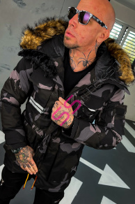 Pánska bunda s neodnímateľnou kapucňou+