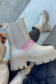 Béžové členkové čižmy DYLENA+