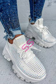 Biele tenisky zdobené kamienkami LISBETH-