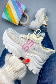 Béžové tenisky zdobené kamienkami LISBETH+