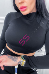 Čierny top s dlhým rukávom AVERIE+