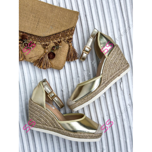 Zlaté sandálové espadrilky AVALON+