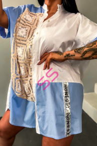 Vyšívané košeľové šaty zdobené flitrami DELILAH+