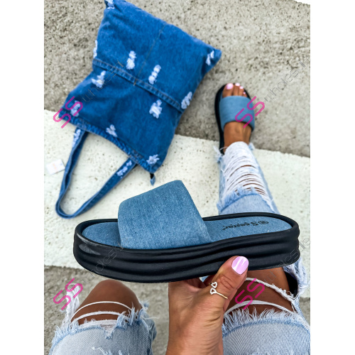 Modré denim šľapky OLIVIA-