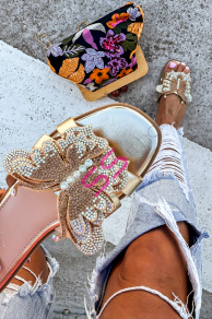 Dámske šľapky zdobené kamienkami LAYLA-