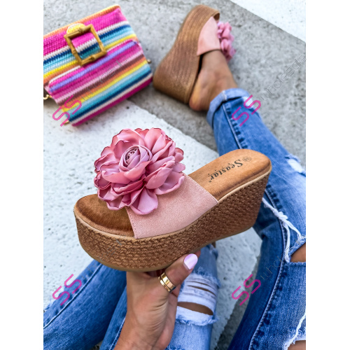 Ružové platformové šľapky KAMERON-