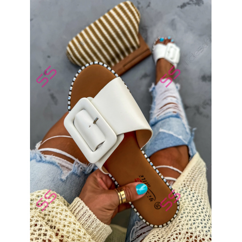 Biele dámske šľapky FRANCESCA-