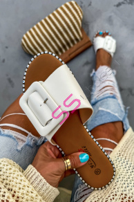 Biele dámske šľapky FRANCESCA+