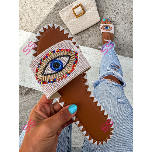 Dámske šľapky zdobené korálikmi ADALINE-