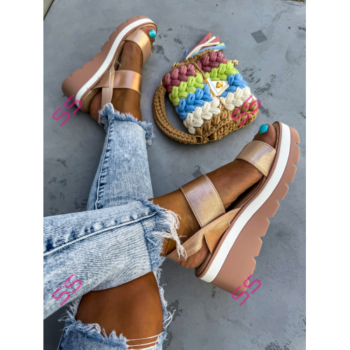 Šampanské sandále na vysokej podrážke KARENA-