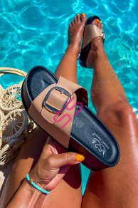 Platformové šľapky so zlatou ozdobou EASTON+