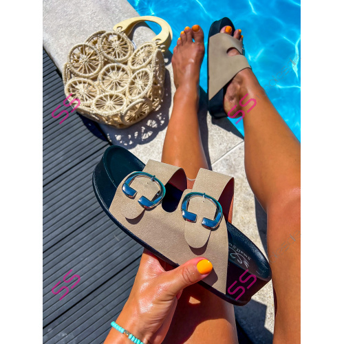 Hnedé platformové šľapky VANDA-