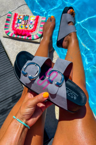 Sivé platformové šľapky VANDA+