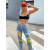 Roztrhané mom fit rifle zdobené kamienkami+