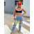 Roztrhané mom fit rifle zdobené kamienkami+