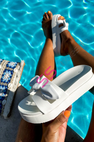 Platformové biele šľapky MERRINA+