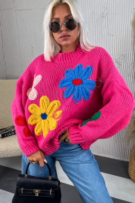 Elegantný pulóver zdobený kvetmi BEHATI+