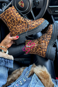 Leopardie členkové šnúrovacie čižmy ARWA-