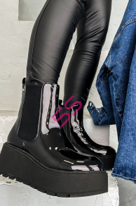 Lakované členkové čižmy na vysokej podrážke RANA+