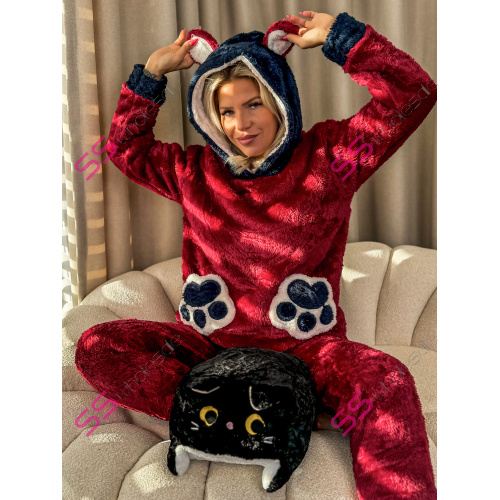 Dámske flísové pyžamo s kapucňou LORY+