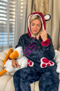 Dámske flísové pyžamo s kapucňou LORY+