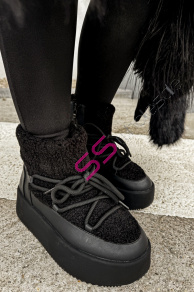 Členkové šnúrovacie teddy čižmy SEVYNA+