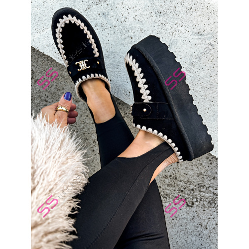 Teplé semišové topánky so zlatou ozdobou HADILA-