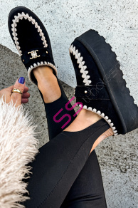 Teplé semišové topánky so zlatou ozdobou HADILA-