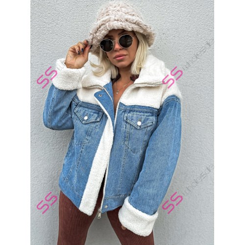Prémium extravagantná denim bunda LELITA+