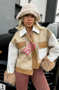 Zimná bunda s koženkovými detailmi CANDYS+