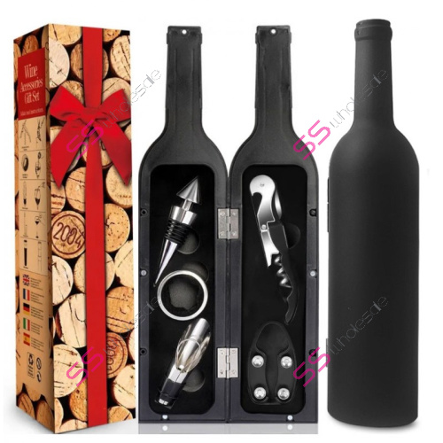 Darčeková sada na víno v matnej čiernej fľaši