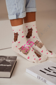 Ecru ponožky s mačičkami