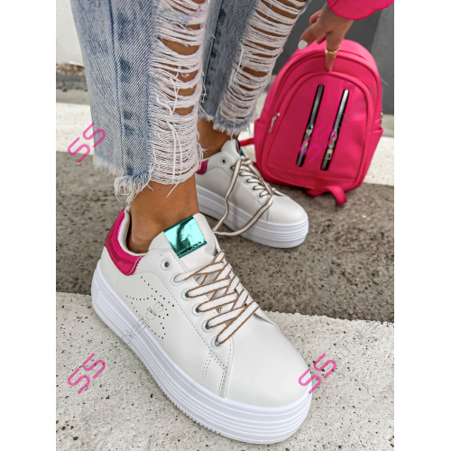 Biele platformové tenisky NOLIE-