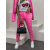 Neon pink mom fit rifle s vysokým pásom