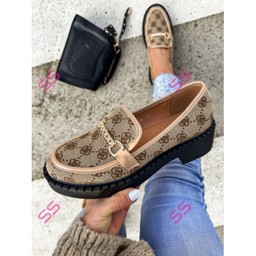 Vzorované mokasíny so zlatou ozdobou AVAH-