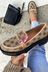 Vzorované mokasíny so zlatou ozdobou AVAH-