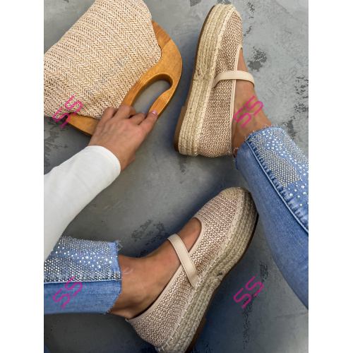 Krémové sandále v štýle espadrille MAPIYA