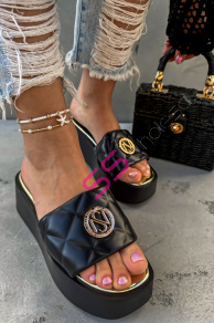 Platformové šľapky so zlatou ozdobou AMANDA