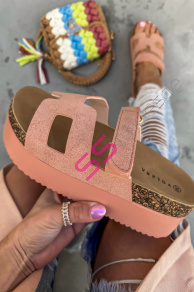 Platformové šľapky na suchý zips JUNE-