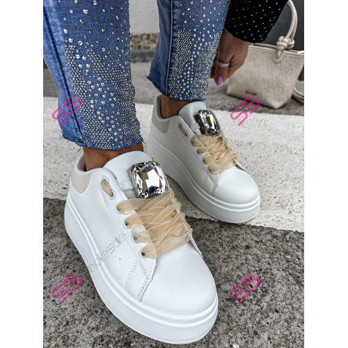 Biele platformové tenisky s ozdobou MAIDA-