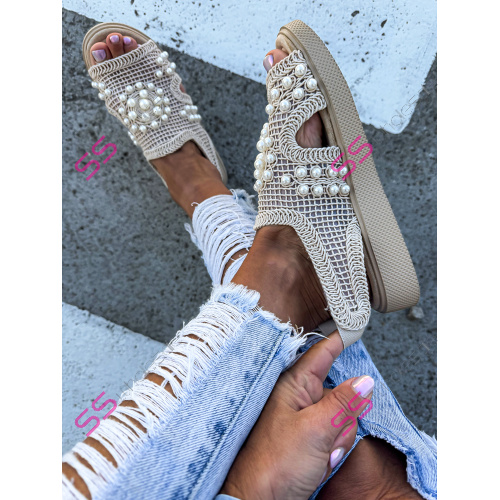 Vyšívané sieťované sandále zdobené korálikmi PALOMA-