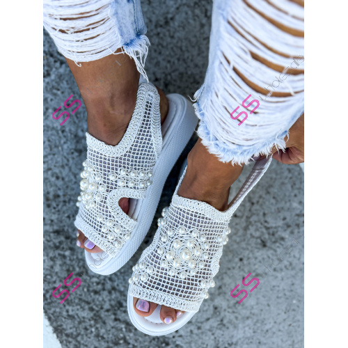 Vyšívané sieťované sandále zdobené korálikmi PALOMA-