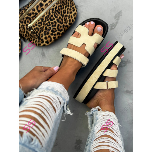 Béžové dámske šľapky EDITA-