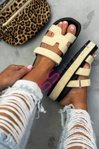 Béžové dámske šľapky EDITA-